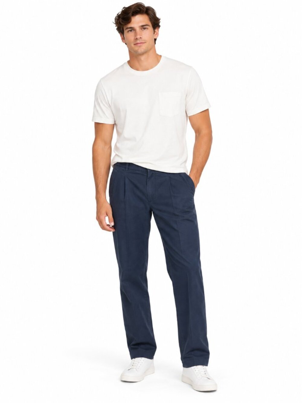 ENTIREWORLD Type B Version 2 Mens Pleated Chino Pants Navy Blue Cotton Size 32